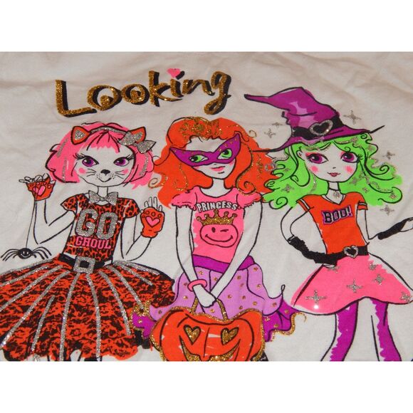 girls x-large 14/16 white "fab-boo-lous" Halloween graphic long sleeve shirt - Picture 4 of 5